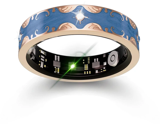 Main image of Smart Ring for Women, Baroque Inspired Design (Blue,10) Sleep Tracker, Health Monitoring, Fitness Tracking, Remote Photography, No Subscription, iOS & Android