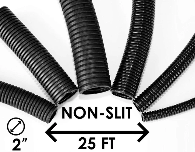 Alt view image 2 of 2 - 2" Wire Loom Non-Slit Polyethylene Corrugated Flexible Innerduct Conduit - 25 Feet - Black
