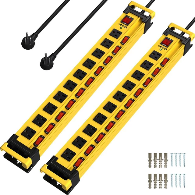 Main image of 10 Outlet 3300J Surge Protector Power Strip with Individual Switches,Heavy Duty Power Strip with Cord Manager,9FT/14AWG/15AMP/1875W Power Cord,2 Packs