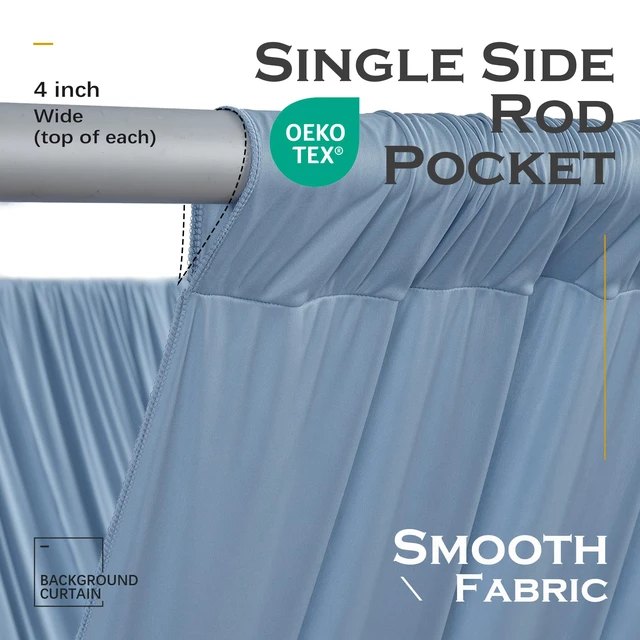 Alt view image 2 of 7 - 4 Panels 5ftx30ft Dusty Blue Ceiling Drapes for Wedding 30 FT Extra Long Thick Polyester Wrinkle-Free Drapery Tent Decor Decorations for Birthday Ceremony Stage Swag