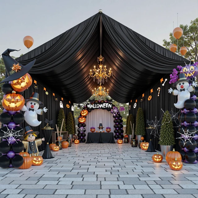 Alt view image 3 of 7 - 4 Panels 5ftx30ft Black Ceiling Drapes for Wedding Parties 30 FT Extra Long Thick Polyester Wrinkle-Free Drapery Tent Decor Decorations for Birthday Ceremony Stage Swag
