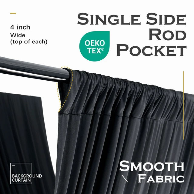 Alt view image 4 of 7 - 4 Panels 5ftx30ft Black Ceiling Drapes for Wedding Parties 30 FT Extra Long Thick Polyester Wrinkle-Free Drapery Tent Decor Decorations for Birthday Ceremony Stage Swag