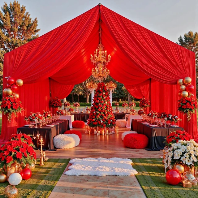 Main image of 4 Panels 5ftx30ft Red Ceiling Drapes for Wedding Parties 30 FT Extra Long Thick Polyester Wrinkle-Free Drapery Tent Decor Decorations for Birthday Ceremony Stage Swag