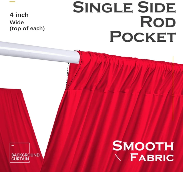 Alt view image 5 of 7 - 4 Panels 5ft(W) x 20ft(H) Red Ceiling Drapes for Wedding Parties 20 FT Extra Long Thick Polyester Wrinkle-Free Drapery Tent Decor Decorations for Birthday Ceremony Stage Swag