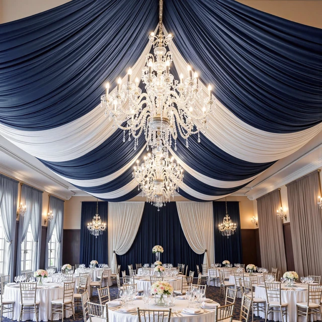 Alt view image 2 of 7 - 4 Panels 5ftx30ft Navy Blue Ceiling Drapes for Wedding Parties