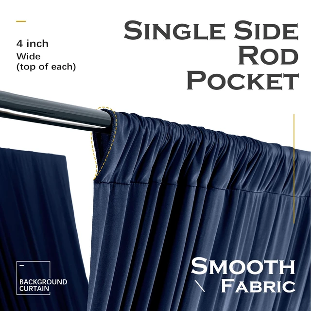 Alt view image 5 of 7 - 4 Panels 5ft(W) x 20ft(H) Navy Blue Ceiling Drapes for Wedding Parties 20 FT Extra Long Thick Polyester Wrinkle-Free Drapery Tent Decor Decorations for Birthday Ceremony Stage Swag