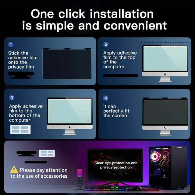 Alt view image 7 of 7 - 2Pack Magnetic Hanging Computer Privacy Screen 21.5'' for 16:9 Aspect Ratio Removable Protector Film; Anti Glare/Blue Light; Anti-Scratch 21.5 in Computer Privacy Shield Suitable for Daily Activities