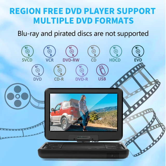 Alt view image 5 of 7 - 12.5" Portable TV/DVD Player Combo with 10.1" HD Swivel Screen,Digital Tuner/HDMI/USB/AV, Built-in Battery, High Volume Speakers - Perfect for Car/Travel