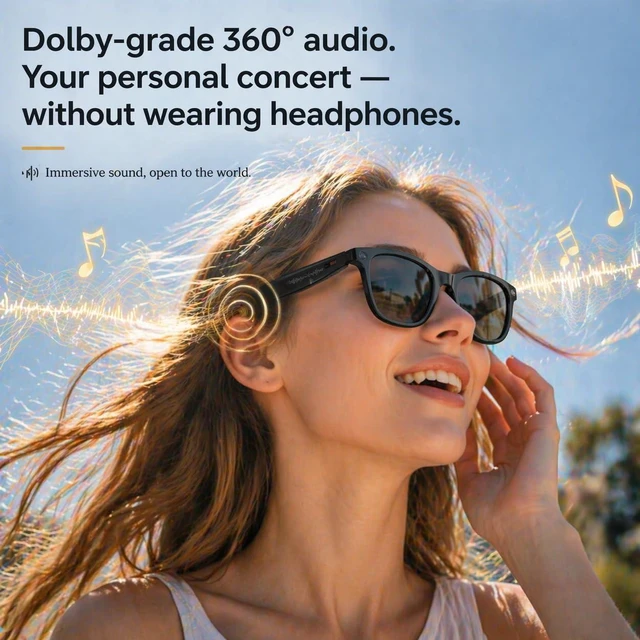 Alt view image 5 of 7 - AI Smart Glasses with 8MP 4K Camera Glasses, 2026 1200P Video Recording Glasses for Women & Men, 139 Languages Real-Time Translation, Voice Assistant, Open-Ear Audio for Travel, Meetings & Vlogging