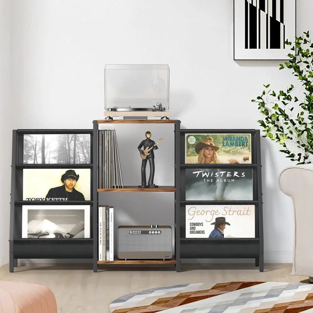 Alt view image 7 of 7 - Record Player Stand - 6-Tier Vinyl Record Storage for Up to 280 Albums, Holder for Living Room