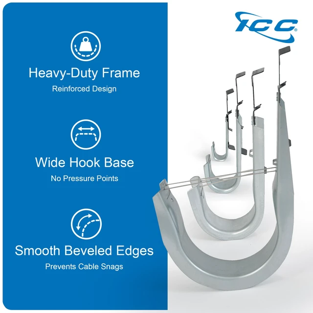 Alt view image 7 of 7 - Batwing J Hook 1-5/16 Without Retainer Clip - Galvanized Steel Cable Management Hooks for Hanging Cable to Hanger Wire and Threaded Rod - Rust-Resistant, EIA and TIA Compliant, 1-5/16 in 25 Pack