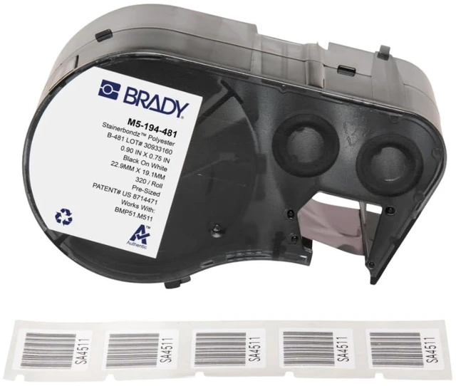 Main image of Authentic (M5-194-481) StainerBondz Microscope Slide Matte Polyester Labels 0.75" H x 0.9" W Black on White, 320 Labels. for use with The BMP51 and M511 Label Printers