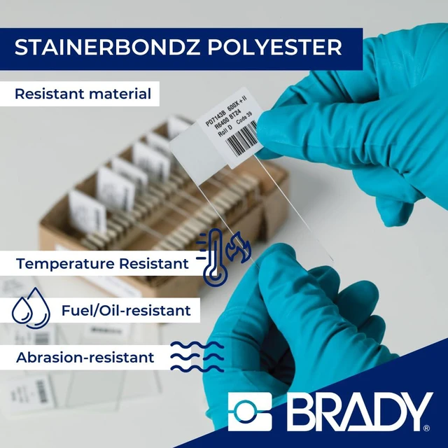 Alt view image 3 of 7 - Authentic (M5-194-481) StainerBondz Microscope Slide Matte Polyester Labels 0.75" H x 0.9" W Black on White, 320 Labels. for use with The BMP51 and M511 Label Printers