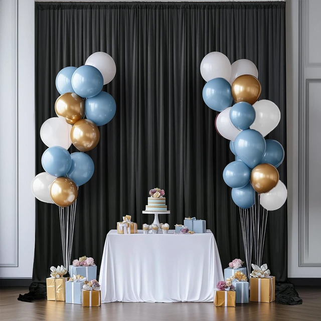 Alt view image 7 of 7 - 30ft×20ft Black Ceiling Drapes for Weddings Parties,6 Panels 5×20ft Long Ceiling Curtain for Tent Canopy,Wrinkle Free Silk Easy to Draping&Hang Black Drapes for Event Church Stage Photo Bedroom