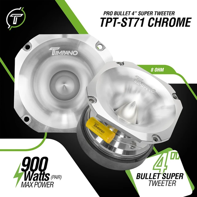 Alt view image 2 of 7 - Super Tweeter 4 Inch TPT-ST71 Chrome, 8 Ohm, 900 Watts Max, 108 db, High Sensitivity, PRO Audio Bullet Super Tweeters (Pair)