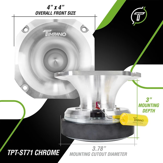 Alt view image 4 of 7 - Super Tweeter 4 Inch TPT-ST71 Chrome, 8 Ohm, 900 Watts Max, 108 db, High Sensitivity, PRO Audio Bullet Super Tweeters (Pair)