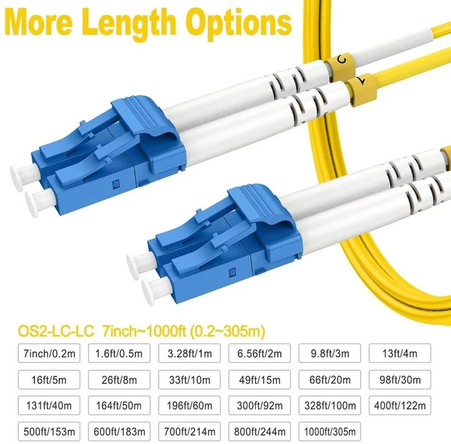 Alt view image 3 of 7 - OS2 LC to LC Single Mode Fiber Patch Cables, 30ft/10m, 10Pack Singlemode Fiber Optic Cable Duplex SM, LSZH, 10G/40G/100G SMF 9/125m, OD 2.0mm