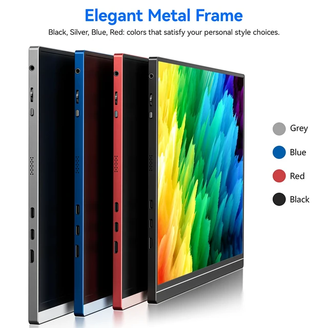 Alt view image 4 of 7 - 16" Portable Monitor for Laptop, 1920 * 1200P FHD IPS Travel External Screen, Dual USB-C & Mini-HDMI Blue Light Filter Eye Care Second Display with 4 Colors Kickstand, 0.3" Ultra-Slim