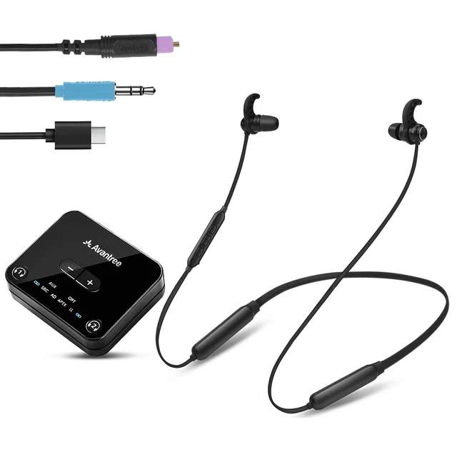 Main image of HT4186-Q - Wireless TV Earbuds with No Delay & Volume Boost Neckband headphones with transmitter for optical digital or 3.5mm AUX TVs, aptX Adaptive and clear sound