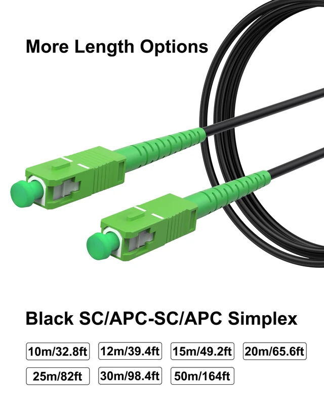 Alt view image 5 of 7 - 90M/295ft SC/APC Fiber Optic Internet Cable OS2 Outdoor Armored SC/APC to SC/APC Fiber Patch Cable, SC to SC Single Mode Fiber Jumper Cord SIMPLEX SMF for FTTH/FTTP Use, LSZH Black