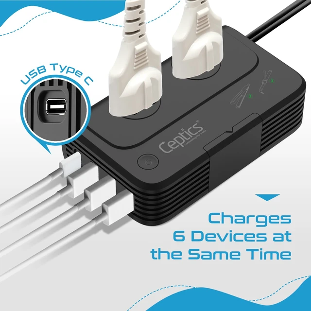 Alt view image 6 of 7 - Voltage Converter 220 to 110, 200W, 6 SWadAPt Plugs, 4 USB PD 18W fast charging. Type A/C/G/I plug adapters included for curling irons, straighteners, chargers & worldwide travel