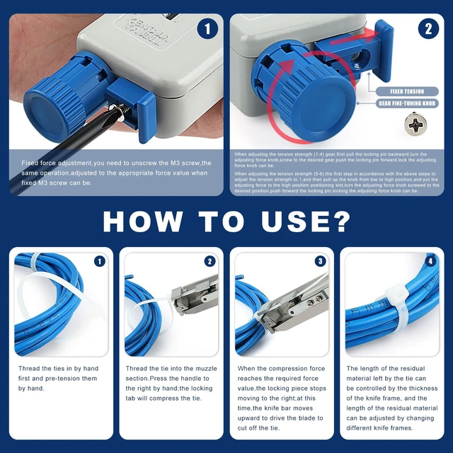 Alt view image 6 of 7 - Cable Tie Gun Tool Durable, Low-Effort Design with Adjustable Tension, Fast & Easy Zip Tie Cutter for Nylon Cable Ties