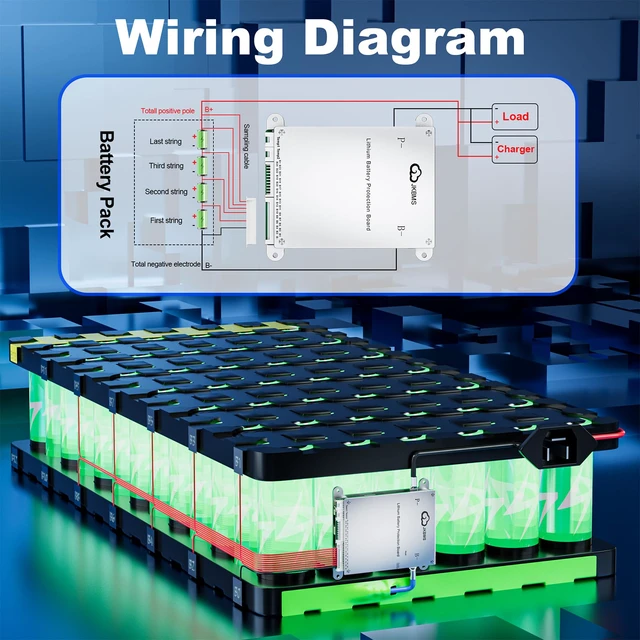 Alt view image 5 of 7 - JK-BD4A17S4P Smart BMS 8S-17S 40A BMS with 0.4A Active Balance 17S BMS for Li-ion/NMC, LiFePO4 and LTO battery packs with Bluetooth APP monitoring and 0.4A active balancing