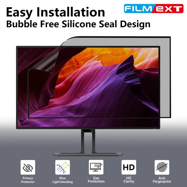 Alt view image 3 of 7 - 2 Pack 22 Inch Computer Privacy Screen Filter for 16:10 All-in-One Desktop/Frameless Monitor - Removable Blue Light UV Blocking Privacy Shield for Thin Bezel Computer