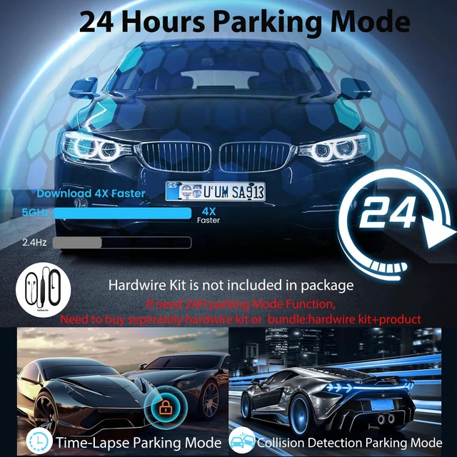 Alt view image 6 of 7 - 4K+2.5K Rear View Mirror Dual Dash Cam, Voice Control Night Vision WiFi GPS Voice Control, GPS, WDR Night Vision, G-Sensor, 24H Parking Monitor, Loop Recording, 64GB Card for Car Truck Taxi SUV Uber