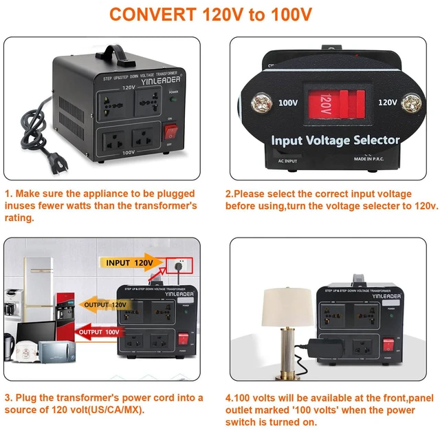 Alt view image 2 of 7 - 1500W US to Japan Voltage Converter Step Down 120V to 100V Transformer or Step Up 100V to 120V, Includes US Power Cord for Japanese Medium-Power Appliances