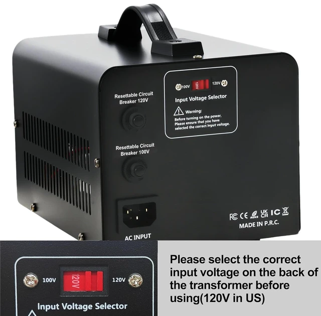 Alt view image 5 of 7 - 1500W US to Japan Voltage Converter Step Down 120V to 100V Transformer or Step Up 100V to 120V, Includes US Power Cord for Japanese Medium-Power Appliances