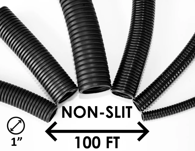 Alt view image 2 of 2 - 1" Wire Loom Non-Slit Polyethylene Corrugated Flexible Innerduct Conduit - 100 Feet - Black