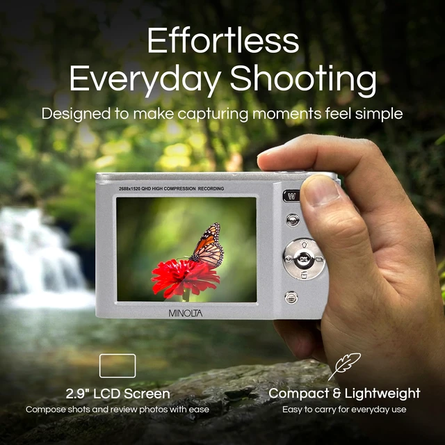 Alt view image 3 of 5 - MND20 44 MP 2.7K Ultra HD Digital Camera (Silver) Waterproof design captures photos and HD video at the beach, pool and on outdoor adventures