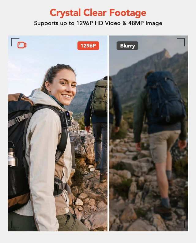 Alt view image 2 of 7 - KJ25 1080P Body Camera, 10-13H Battery Night Vision 128G Body Cam 3000mAh battery, 10-13H recording, external TF card exchange for hiking, delivery, law enforcement and pet walking