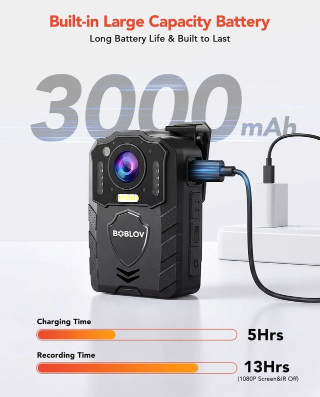 Alt view image 3 of 7 - KJ25 1080P Body Camera, 10-13H Battery Night Vision 128G Body Cam 3000mAh battery, 10-13H recording, external TF card exchange for hiking, delivery, law enforcement and pet walking