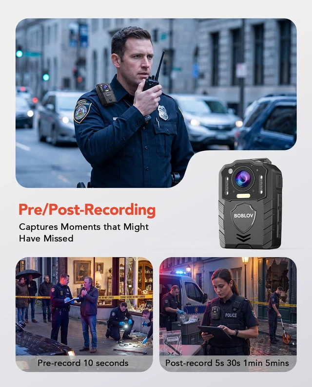 Alt view image 6 of 7 - KJ25 1080P Body Camera, 10-13H Battery Night Vision 128G Body Cam 3000mAh battery, 10-13H recording, external TF card exchange for hiking, delivery, law enforcement and pet walking