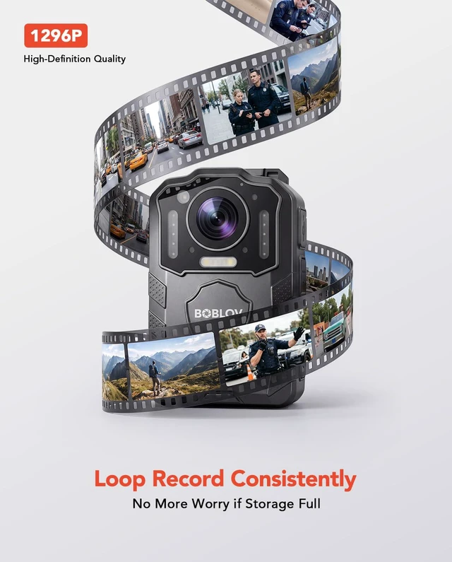 Alt view image 7 of 7 - KJ25 1080P Body Camera, 10-13H Battery Night Vision 128G Body Cam 3000mAh battery, 10-13H recording, external TF card exchange for hiking, delivery, law enforcement and pet walking