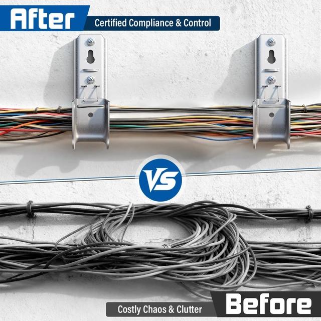 Alt view image 3 of 7 - 2 Inch Galvanized Steel J-Hooks with Retainer Clips, 100 Pack Heavy-Duty Cable Management System for Data Centers, Conduit, Cable, Coaxial & Fiber Optic Wires, Durable Corrosion-Resistant