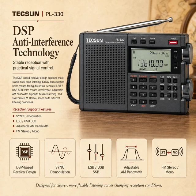Alt view image 4 of 7 - Digital PL330 AM/FM/LW/SW Worldband Radio with Single Side Band Receiver