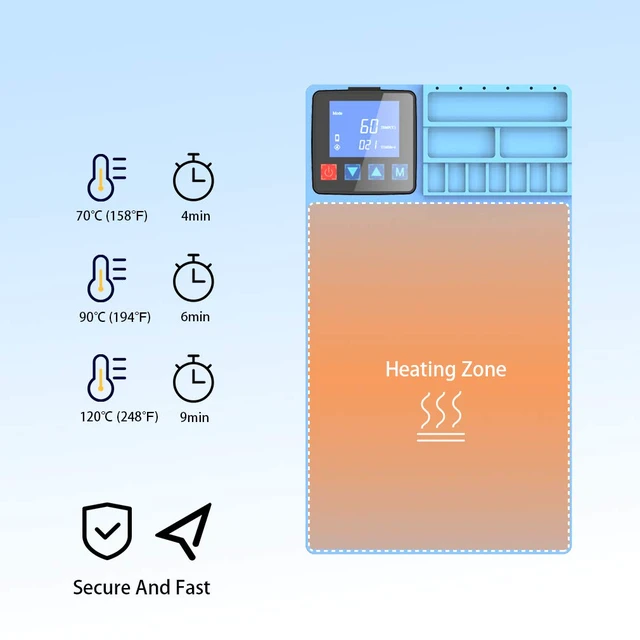 Alt view image 4 of 7 - Heating Pad Compatible with iPad mini Phone Smartphone LCD Screen Separator Machine Repair Tools Heat Plate