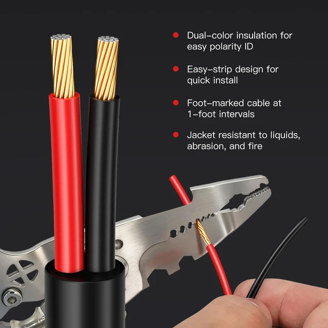 Alt view image 4 of 7 - 18 Gauge Outdoor Speaker Wire 500ft CL3 Direct Burial CCA Cable CL2 Rated, 2 Conductor Stranded Core, UV and Weather Resistant, No Conduit Needed Underground, Garden Patio Pool Audio