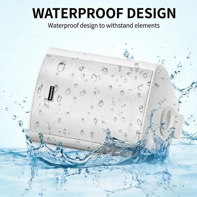 Alt view image 6 of 7 - 4 Inch 200W Indoor/Outdoor Bluetooth 5.1 Waterproof Wall-Mounted Speakers, Wireless Multi-Speaker Sync with IR Remote, for Patio, Garage, Home, Backyard(401BLE,White,Pair)