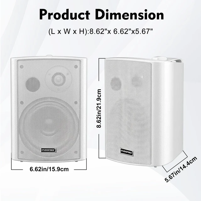 Alt view image 7 of 7 - 4 Inch 200W Indoor/Outdoor Bluetooth 5.1 Waterproof Wall-Mounted Speakers, Wireless Multi-Speaker Sync with IR Remote, for Patio, Garage, Home, Backyard(401BLE,White,Pair)