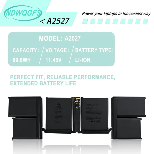 Alt view image 6 of 7 - A2527 A2485 Laptop Battery Compatible with MacBook Pro 16 inch A2485 (Late 2021) 99.6Wh 11.45V Li-Polymer EMC 3651