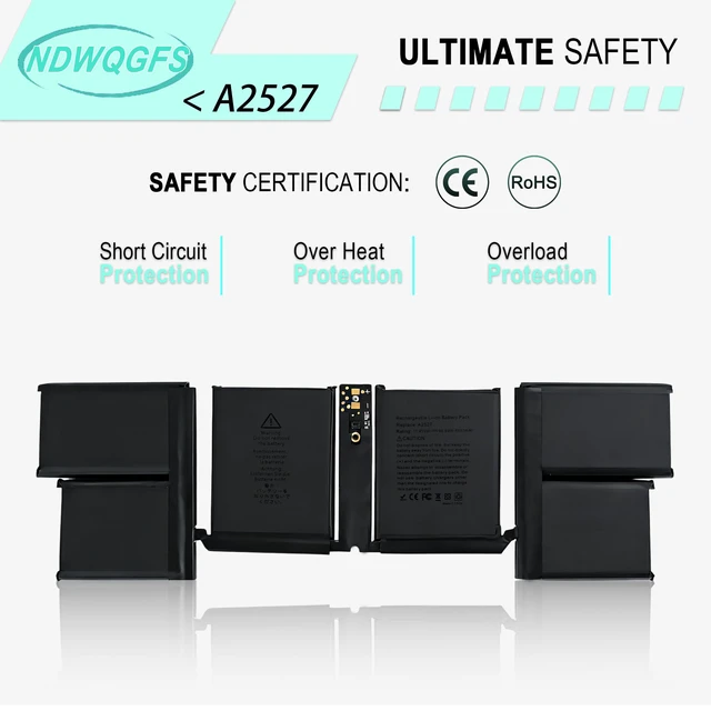 Alt view image 7 of 7 - A2527 A2485 Laptop Battery Compatible with MacBook Pro 16 inch A2485 (Late 2021) 99.6Wh 11.45V Li-Polymer EMC 3651