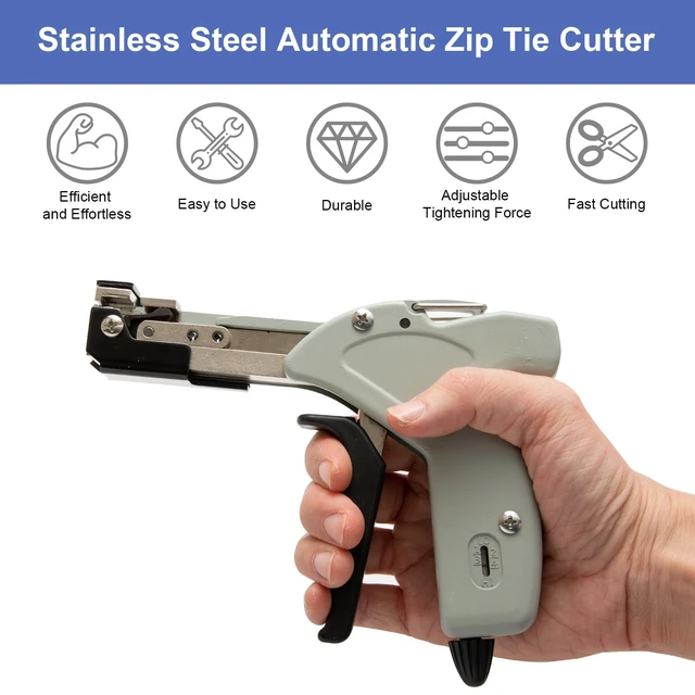 Alt view image 5 of 7 - Metal Zip Tie Cutter, Stainless Steel Cable Tie Gun with Adjustable Tension & Automatic Cutter for Stainless Steel Tie Wrap with Free Zip Tie Release Tool, Single-Hand Operated