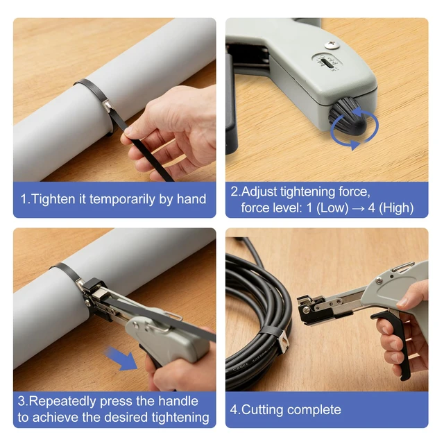 Alt view image 6 of 7 - Metal Zip Tie Cutter, Stainless Steel Cable Tie Gun with Adjustable Tension & Automatic Cutter for Stainless Steel Tie Wrap with Free Zip Tie Release Tool, Single-Hand Operated