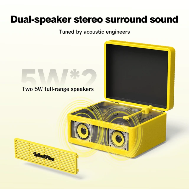 Alt view image 3 of 7 - CD Player with Bluetooth Speakers, App Control, Magnetic Display Color: Black and Yellow. High-fidelity sound with a retro desktop design, ideal for home decor and gifting