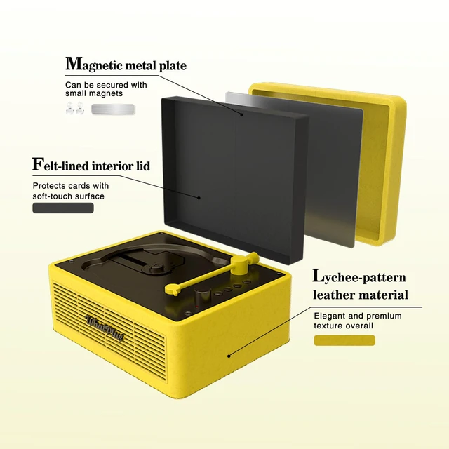 Alt view image 4 of 7 - CD Player with Bluetooth Speakers, App Control, Magnetic Display Color: Black and Yellow. High-fidelity sound with a retro desktop design, ideal for home decor and gifting