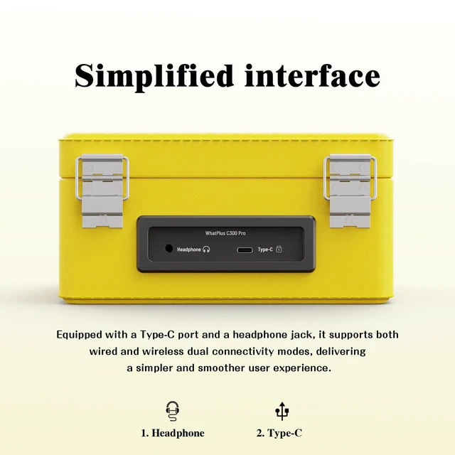 Alt view image 5 of 7 - CD Player with Bluetooth Speakers, App Control, Magnetic Display Color: Black and Yellow. High-fidelity sound with a retro desktop design, ideal for home decor and gifting